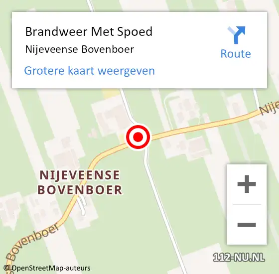 Locatie op kaart van de 112 melding: Brandweer Met Spoed Naar Nijeveense Bovenboer op 5 mei 2015 13:48