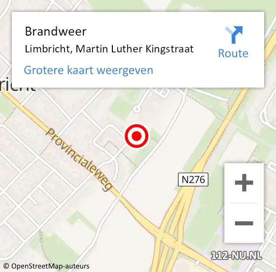 Locatie op kaart van de 112 melding: Brandweer Limbricht, Martin Luther Kingstraat op 5 mei 2015 13:53