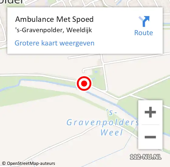 Locatie op kaart van de 112 melding: Ambulance Met Spoed Naar 's-Gravenpolder, Weeldijk op 5 mei 2015 14:09