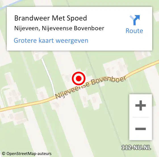 Locatie op kaart van de 112 melding: Brandweer Met Spoed Naar Nijeveen, Nijeveense Bovenboer op 5 mei 2015 14:09