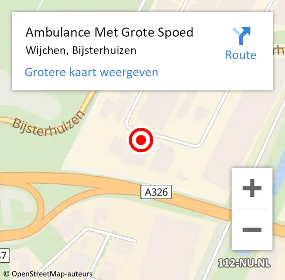 Locatie op kaart van de 112 melding: Ambulance Met Grote Spoed Naar Wijchen, Bijsterhuizen op 5 mei 2015 14:13