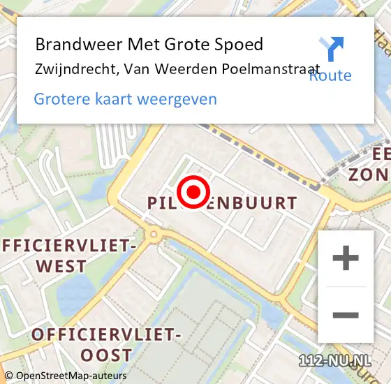 Locatie op kaart van de 112 melding: Brandweer Met Grote Spoed Naar Zwijndrecht, Van Weerden Poelmanstraat op 5 mei 2015 14:14