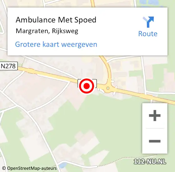 Locatie op kaart van de 112 melding: Ambulance Met Spoed Naar Margraten, Rijksweg op 5 mei 2015 14:20