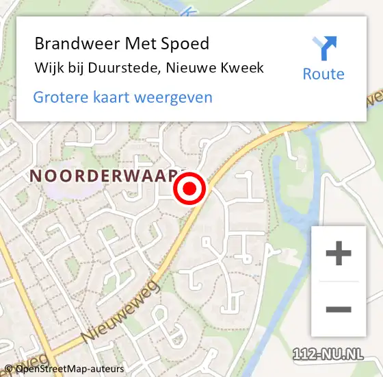 Locatie op kaart van de 112 melding: Brandweer Met Spoed Naar Wijk bij Duurstede, Nieuwe Kweek op 5 mei 2015 14:30