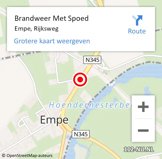 Locatie op kaart van de 112 melding: Brandweer Met Spoed Naar Empe, Rijksweg op 5 mei 2015 14:35