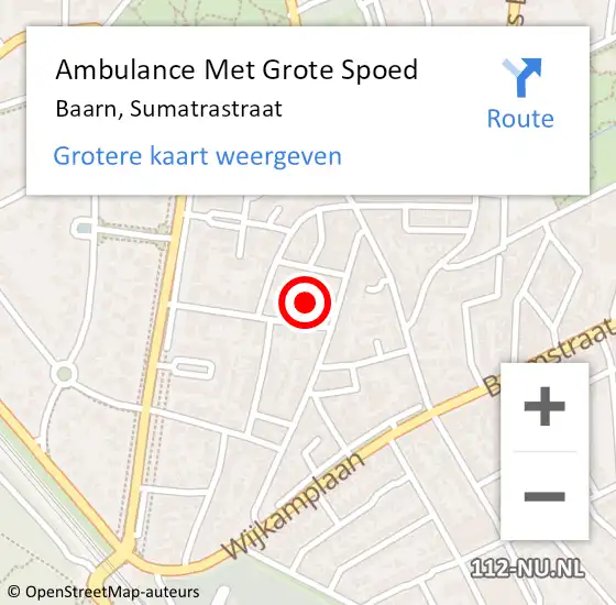 Locatie op kaart van de 112 melding: Ambulance Met Grote Spoed Naar Baarn, Sumatrastraat op 5 mei 2015 14:43