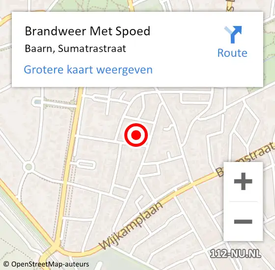 Locatie op kaart van de 112 melding: Brandweer Met Spoed Naar Baarn, Sumatrastraat op 5 mei 2015 14:43