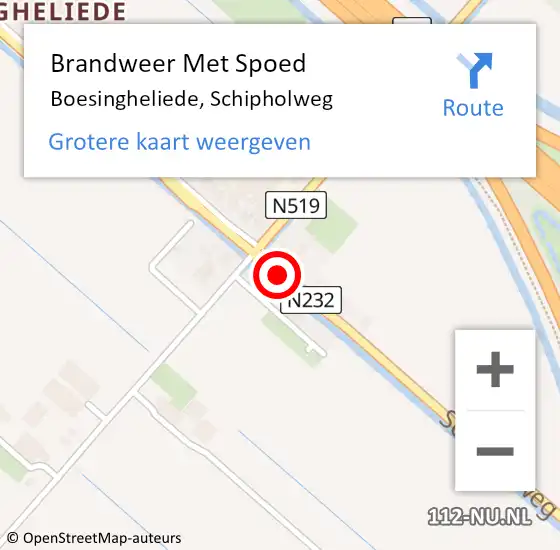 Locatie op kaart van de 112 melding: Brandweer Met Spoed Naar Boesingheliede, Schipholweg op 5 mei 2015 14:47