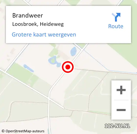 Locatie op kaart van de 112 melding: Brandweer Loosbroek, Heideweg op 6 november 2013 20:38