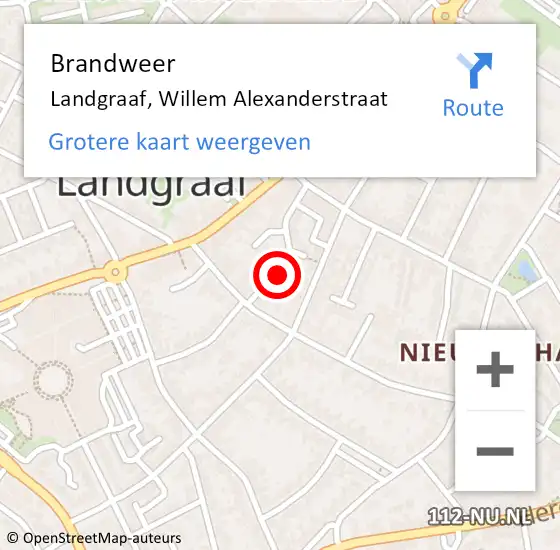 Locatie op kaart van de 112 melding: Brandweer Landgraaf, Willem Alexanderstraat op 5 mei 2015 15:11