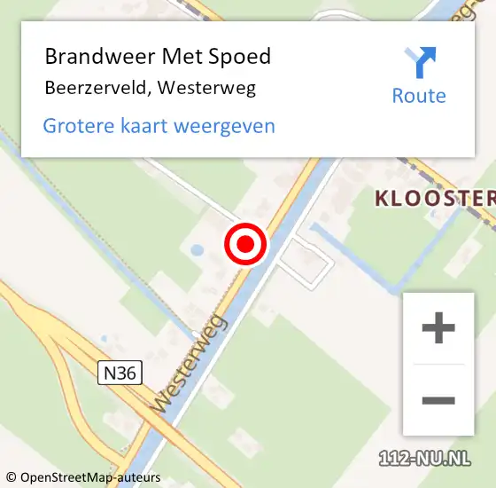 Locatie op kaart van de 112 melding: Brandweer Met Spoed Naar Beerzerveld, Westerweg op 5 mei 2015 15:11