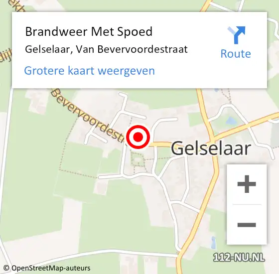 Locatie op kaart van de 112 melding: Brandweer Met Spoed Naar Gelselaar, Van Bevervoordestraat op 5 mei 2015 15:12