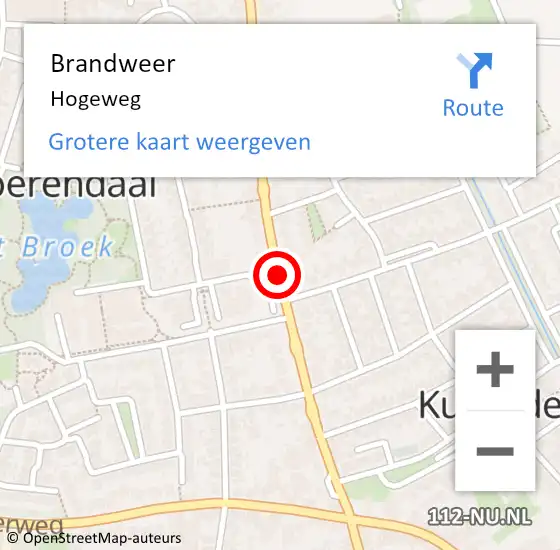 Locatie op kaart van de 112 melding: Brandweer Hogeweg op 5 mei 2015 15:16