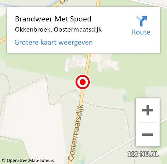 Locatie op kaart van de 112 melding: Brandweer Met Spoed Naar Okkenbroek, Oostermaatsdijk op 5 mei 2015 15:32