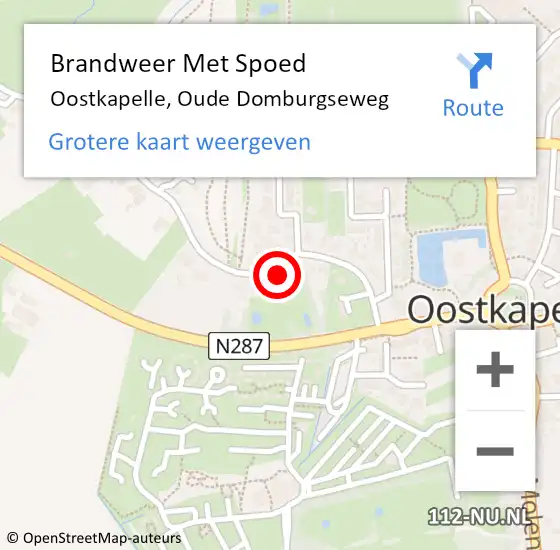 Locatie op kaart van de 112 melding: Brandweer Met Spoed Naar Oostkapelle, Oude Domburgseweg op 5 mei 2015 15:43