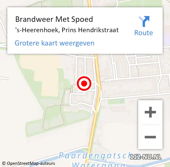 Locatie op kaart van de 112 melding: Brandweer Met Spoed Naar 's-Heerenhoek, Prins Hendrikstraat op 5 mei 2015 15:45