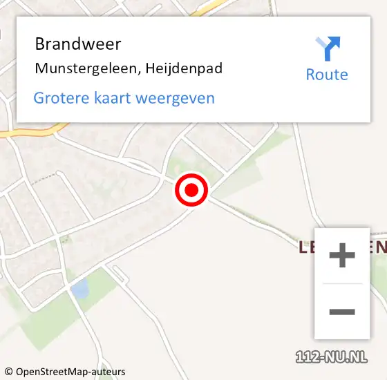 Locatie op kaart van de 112 melding: Brandweer Munstergeleen, Heijdenpad op 5 mei 2015 15:52