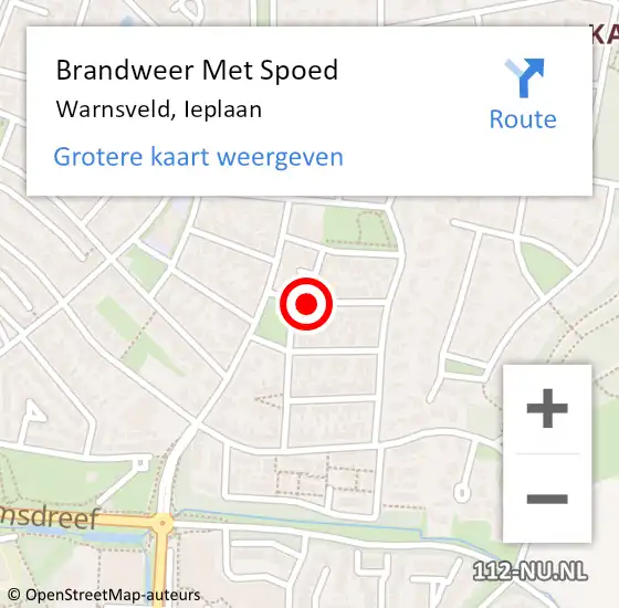 Locatie op kaart van de 112 melding: Brandweer Met Spoed Naar Warnsveld, Ieplaan op 5 mei 2015 15:53