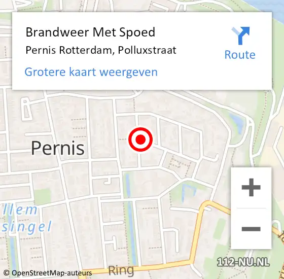 Locatie op kaart van de 112 melding: Brandweer Met Spoed Naar Pernis Rotterdam, Polluxstraat op 5 mei 2015 16:36