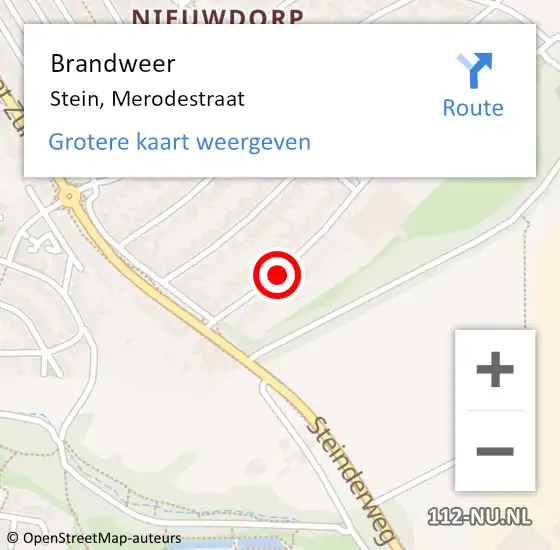 Locatie op kaart van de 112 melding: Brandweer Stein, Merodestraat op 5 mei 2015 16:41