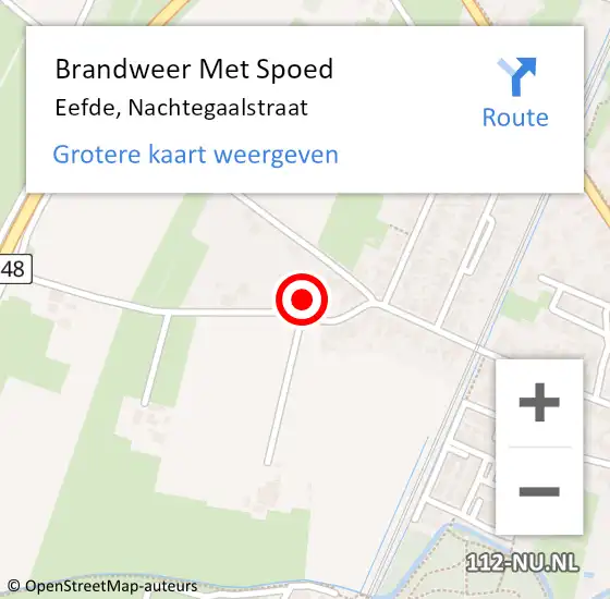 Locatie op kaart van de 112 melding: Brandweer Met Spoed Naar Eefde, Nachtegaalstraat op 5 mei 2015 16:44