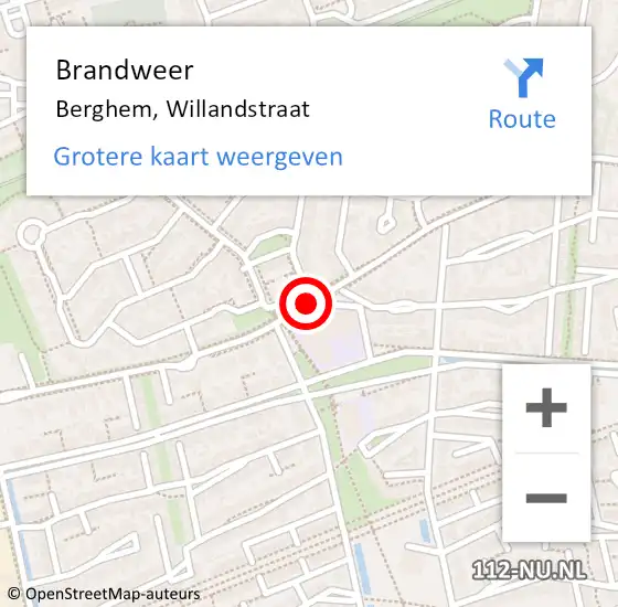 Locatie op kaart van de 112 melding: Brandweer Berghem, Willandstraat op 5 mei 2015 16:57