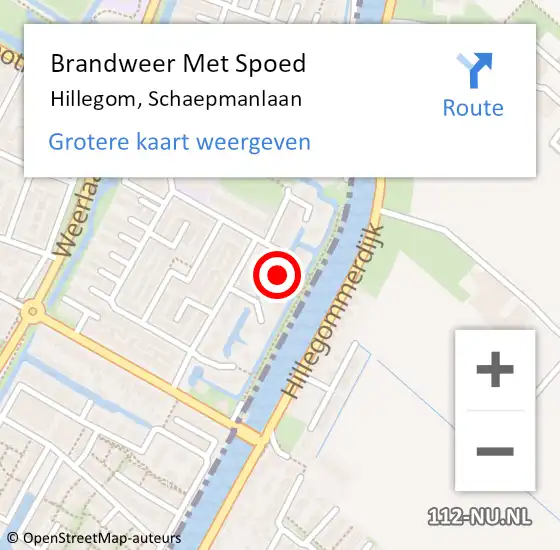 Locatie op kaart van de 112 melding: Brandweer Met Spoed Naar Hillegom, Schaepmanlaan op 5 mei 2015 17:06