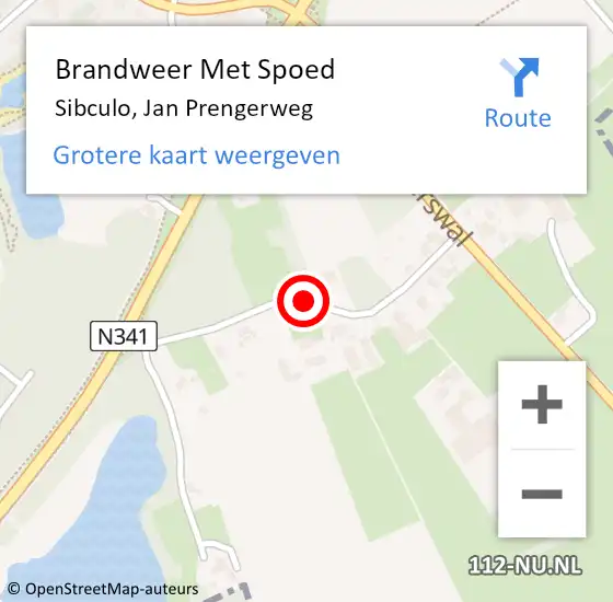 Locatie op kaart van de 112 melding: Brandweer Met Spoed Naar Sibculo, Jan Prengerweg op 5 mei 2015 17:13