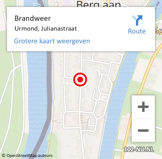 Locatie op kaart van de 112 melding: Brandweer Urmond, Julianastraat op 5 mei 2015 17:17