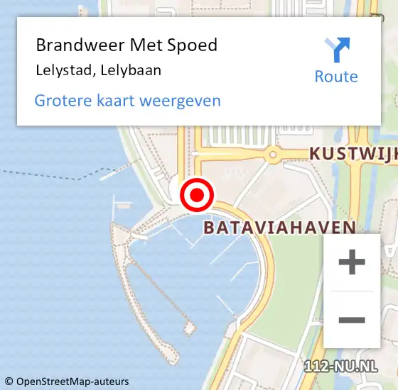 Locatie op kaart van de 112 melding: Brandweer Met Spoed Naar Lelystad, Lelybaan op 5 mei 2015 17:31