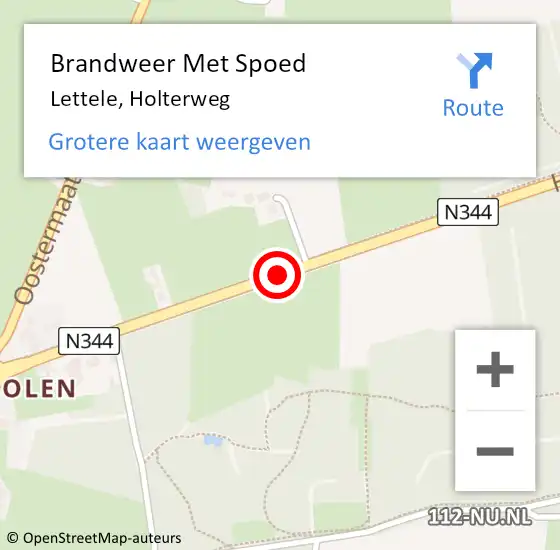 Locatie op kaart van de 112 melding: Brandweer Met Spoed Naar Lettele, Holterweg op 5 mei 2015 17:33