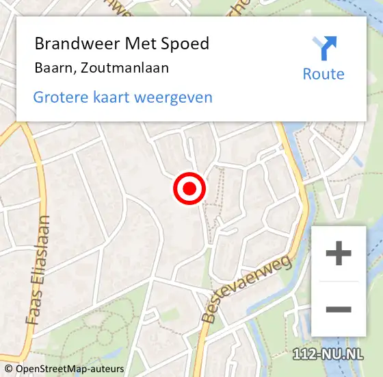 Locatie op kaart van de 112 melding: Brandweer Met Spoed Naar Baarn, Zoutmanlaan op 5 mei 2015 17:35