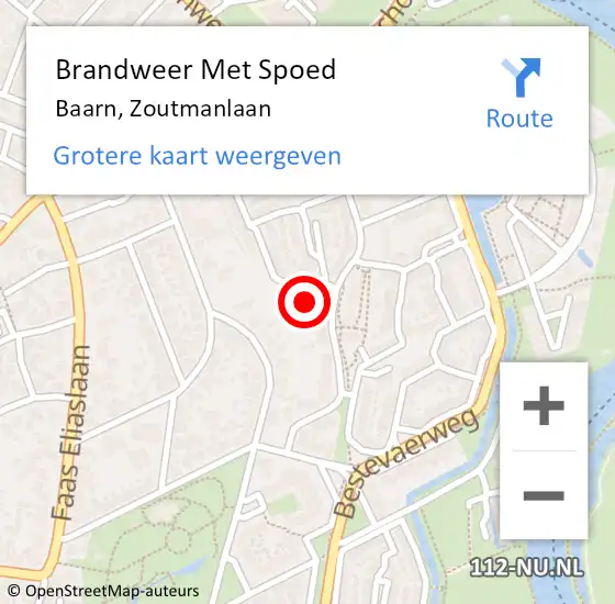 Locatie op kaart van de 112 melding: Brandweer Met Spoed Naar Baarn, Zoutmanlaan op 5 mei 2015 17:51