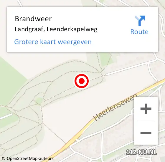 Locatie op kaart van de 112 melding: Brandweer Landgraaf, Leenderkapelweg op 5 mei 2015 18:02