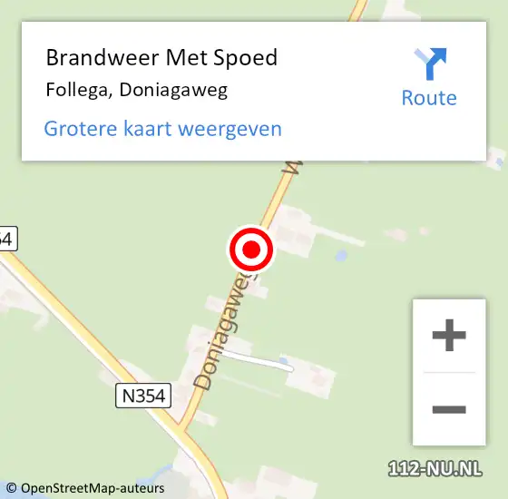 Locatie op kaart van de 112 melding: Brandweer Met Spoed Naar Follega, Doniagaweg op 5 mei 2015 18:22