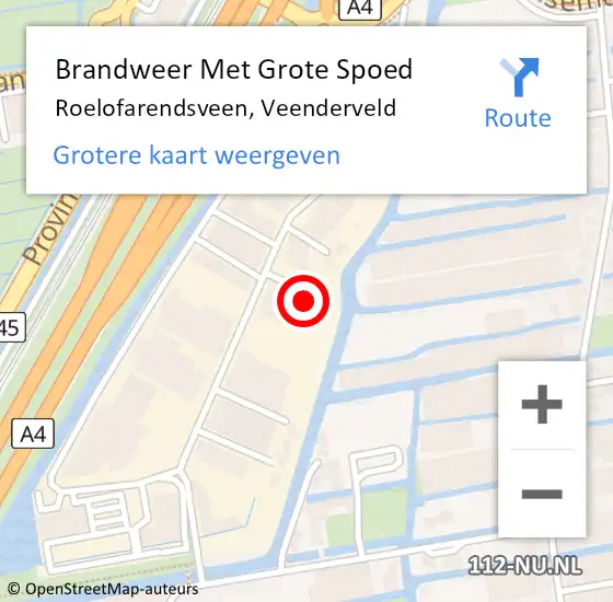 Locatie op kaart van de 112 melding: Brandweer Met Grote Spoed Naar Roelofarendsveen, Veenderveld op 5 mei 2015 18:27