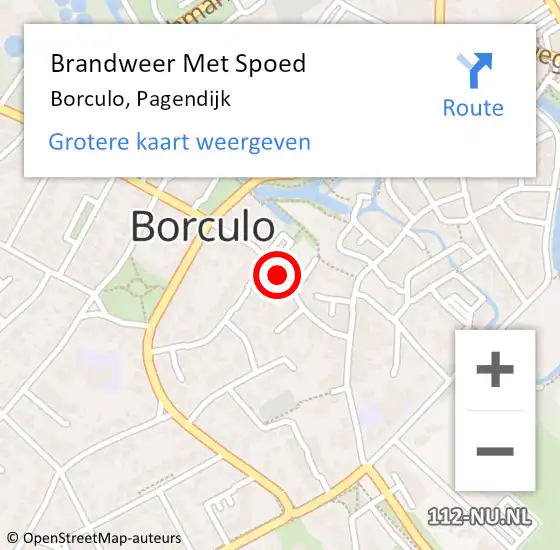 Locatie op kaart van de 112 melding: Brandweer Met Spoed Naar Borculo, Pagendijk op 5 mei 2015 18:27