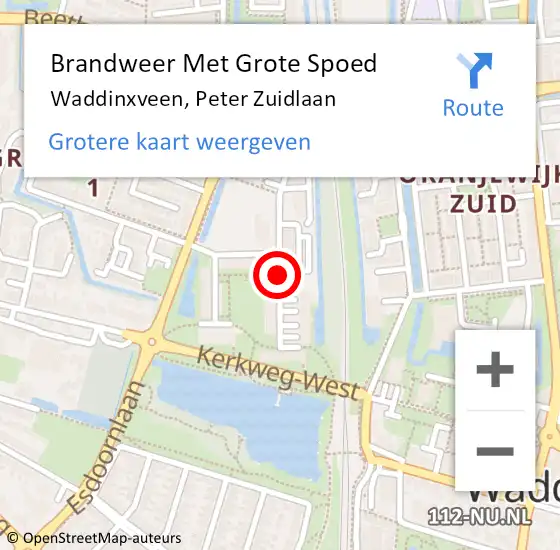 Locatie op kaart van de 112 melding: Brandweer Met Grote Spoed Naar Waddinxveen, Peter Zuidlaan op 5 mei 2015 18:41