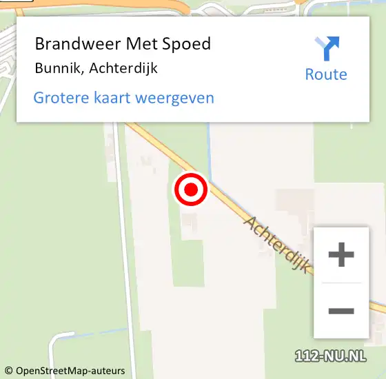 Locatie op kaart van de 112 melding: Brandweer Met Spoed Naar Bunnik, Achterdijk op 5 mei 2015 18:52