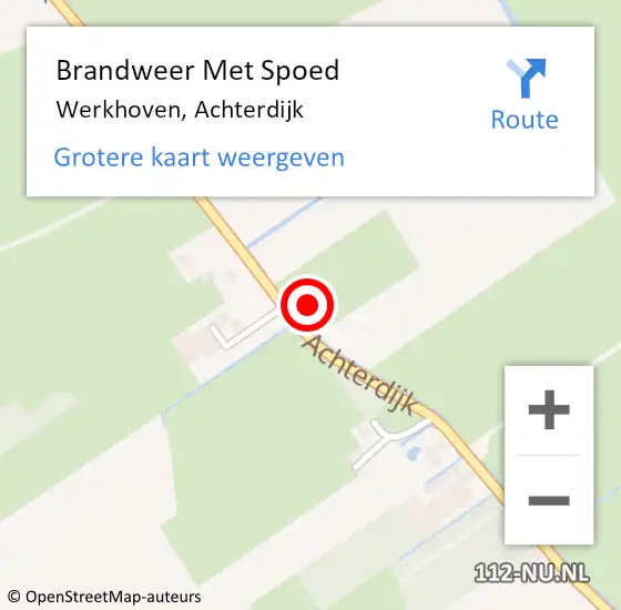 Locatie op kaart van de 112 melding: Brandweer Met Spoed Naar Werkhoven, Achterdijk op 5 mei 2015 19:29