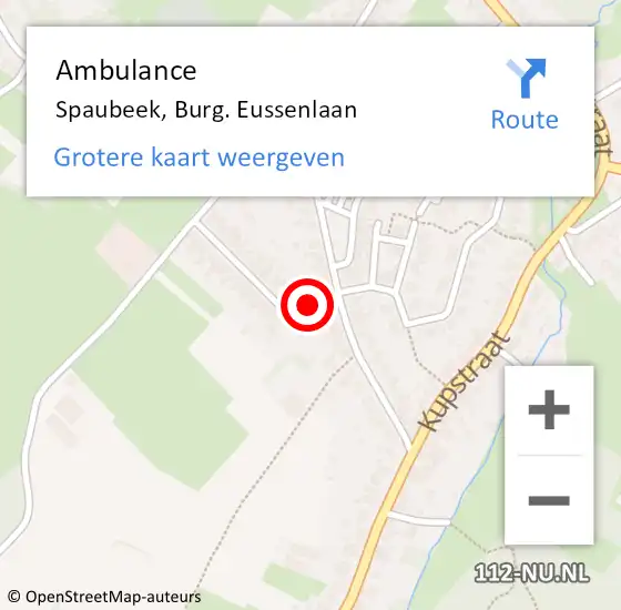 Locatie op kaart van de 112 melding: Ambulance Spaubeek, Burg. Eussenlaan op 6 november 2013 21:27