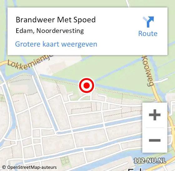 Locatie op kaart van de 112 melding: Brandweer Met Spoed Naar Edam, Noordervesting op 5 mei 2015 21:17