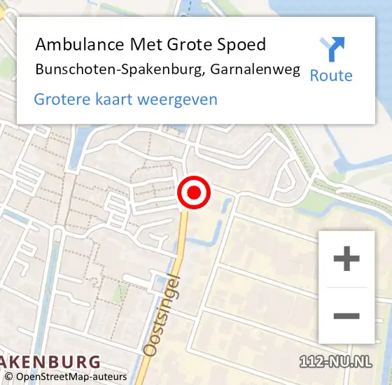 Locatie op kaart van de 112 melding: Ambulance Met Grote Spoed Naar Bunschoten-Spakenburg, Garnalenweg op 5 mei 2015 21:56