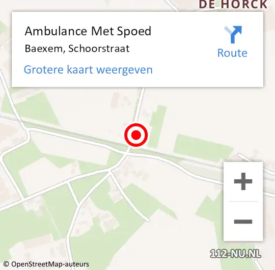 Locatie op kaart van de 112 melding: Ambulance Met Spoed Naar Baexem, Schoorstraat op 5 mei 2015 22:16