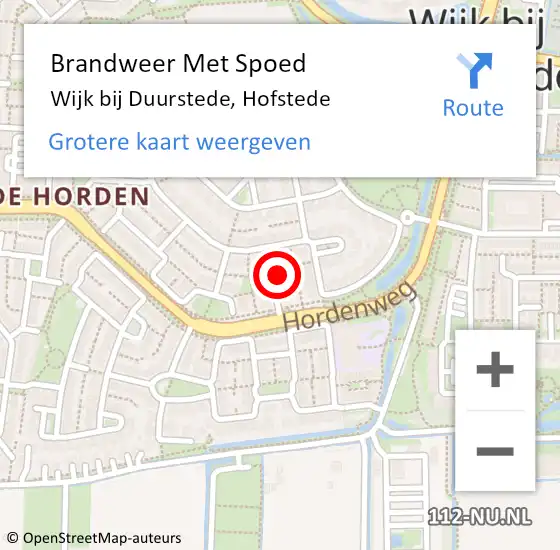 Locatie op kaart van de 112 melding: Brandweer Met Spoed Naar Wijk bij Duurstede, Hofstede op 6 november 2013 21:52