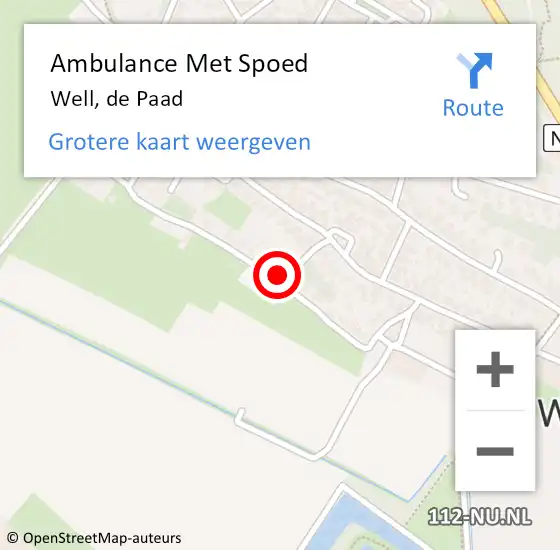 Locatie op kaart van de 112 melding: Ambulance Met Spoed Naar Well, de Paad op 5 mei 2015 22:54