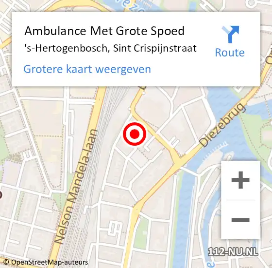 Locatie op kaart van de 112 melding: Ambulance Met Grote Spoed Naar 's-Hertogenbosch, Sint Crispijnstraat op 6 mei 2015 01:06