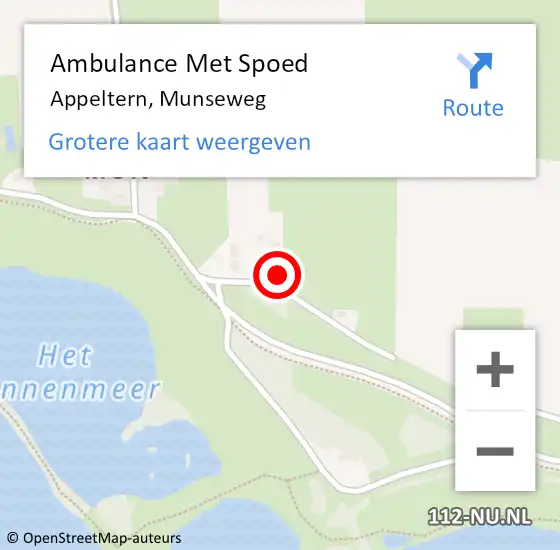 Locatie op kaart van de 112 melding: Ambulance Met Spoed Naar Appeltern, Munseweg op 6 mei 2015 02:56