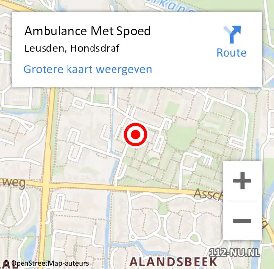 Locatie op kaart van de 112 melding: Ambulance Met Spoed Naar Leusden, Hondsdraf op 6 mei 2015 03:38