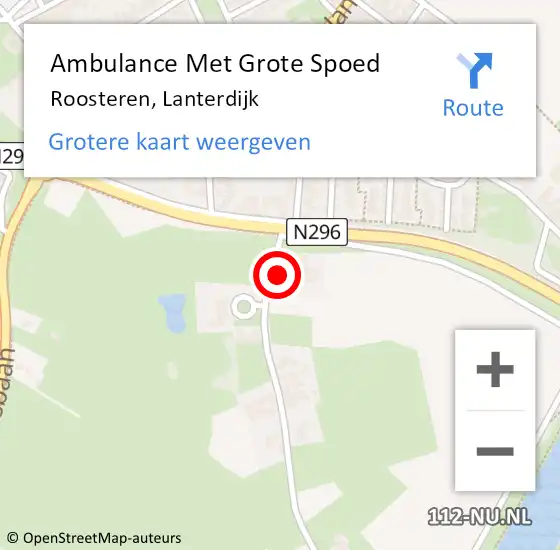 Locatie op kaart van de 112 melding: Ambulance Met Grote Spoed Naar Roosteren, Lanterdijk op 6 mei 2015 05:31